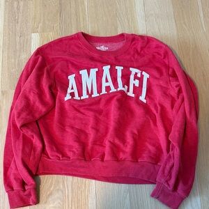Hollister Red Sweatshirt with White 'AMALFI' Print